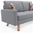 Pemberly Row Set of 2 Gray Linen Fabric Sofas with Square Arms and Throw Pillows