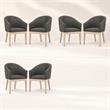 Pemberly Row Set of 6 Gray Fabric Barrel Chairs with Solid Wood Legs
