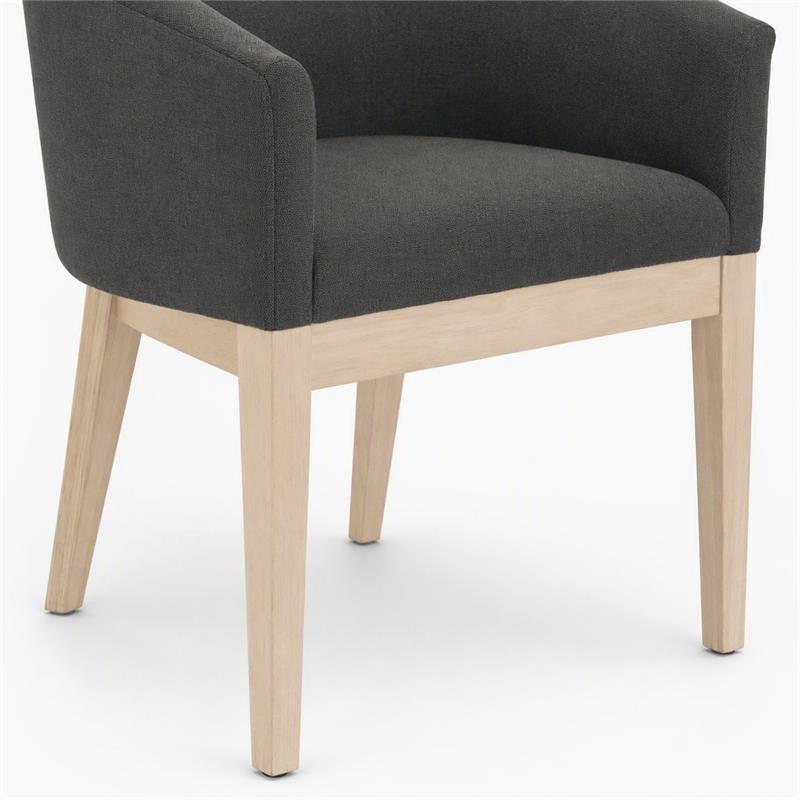 Pemberly Row Set of 6 Gray Fabric Barrel Chairs with Solid Wood Legs