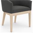 Pemberly Row Set of 6 Gray Fabric Barrel Chairs with Solid Wood Legs