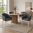 Pemberly Row Set of 4 Gray Fabric Barrel Accent Chairs with Solid Wood Legs