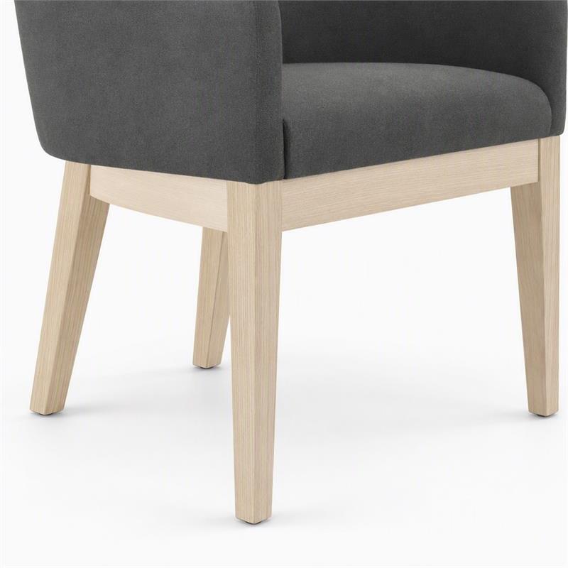 Pemberly Row Set of 4 Gray Fabric Barrel Accent Chairs with Solid Wood Legs