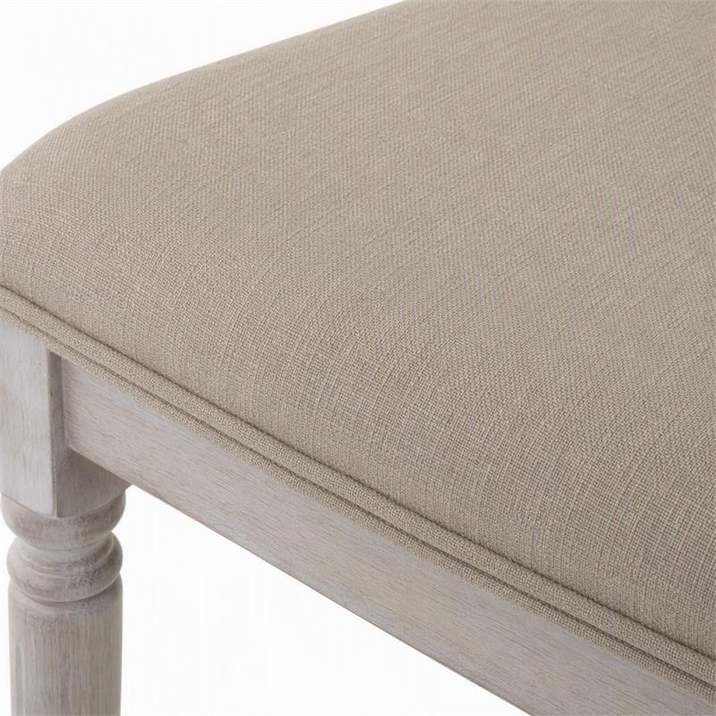 Pemberly Row Set of 6 Off White Fabric Chairs with Cushioned Seats