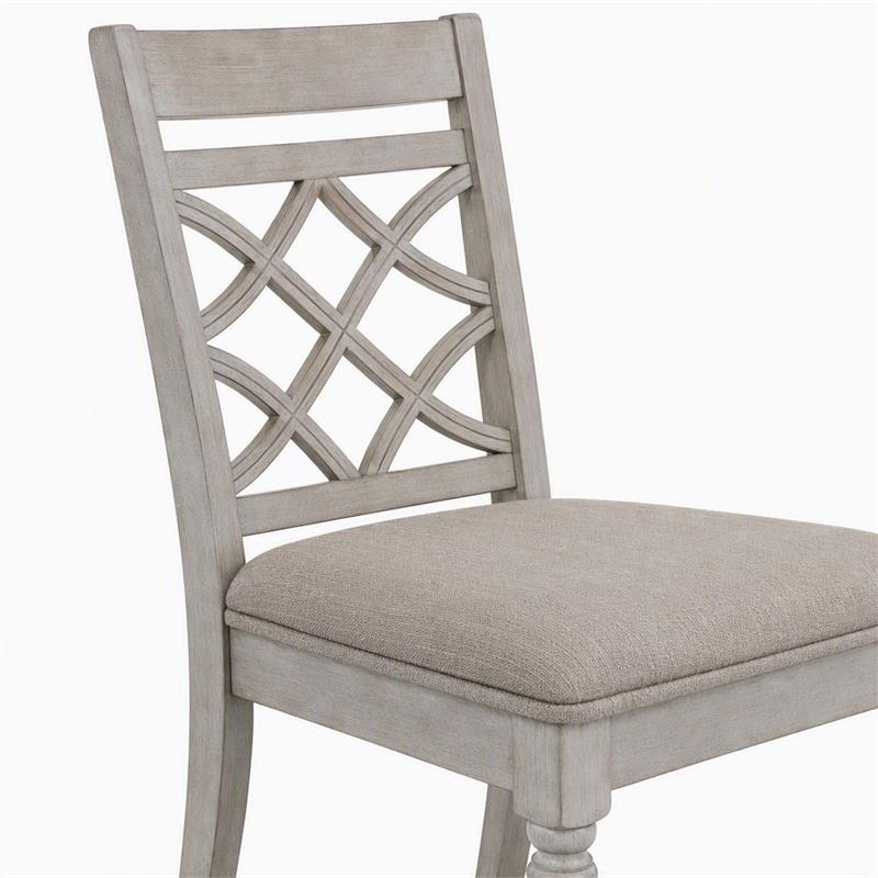 Pemberly Row Set of 6 Off White Fabric Chairs with Cushioned Seats