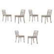 Pemberly Row Set of 6 Off White Fabric Chairs with Cushioned Seats