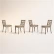 Pemberly Row Set of 4 Contemporary Off White Fabric Chairs with Cushion