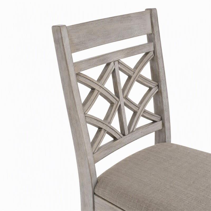 Pemberly Row Set of 4 Contemporary Off White Fabric Chairs with Cushion