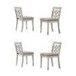Pemberly Row Set of 4 Contemporary Off White Fabric Chairs with Cushion