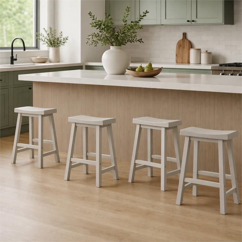 Pemberly Row Set of 4 Counter Height Stools in Light Gray