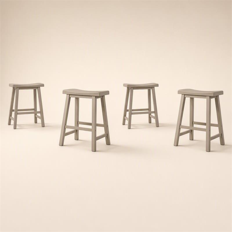 Pemberly Row Set of 4 Counter Height Stools in Light Gray