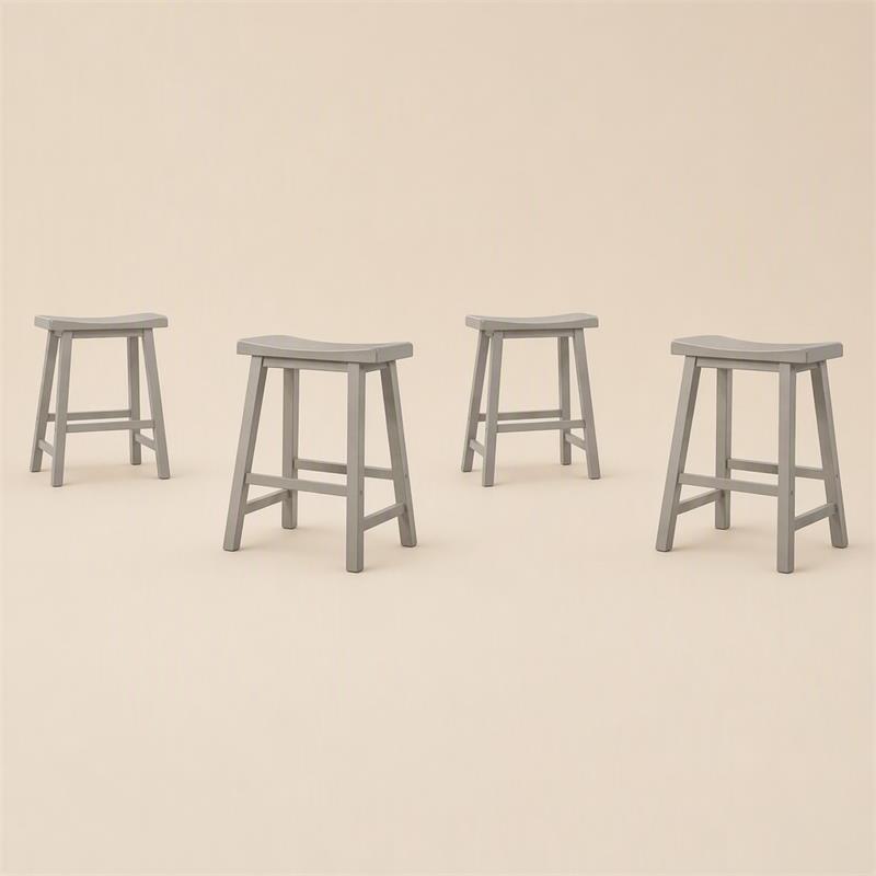 Pemberly Row Set of 4 Counter Height Stools in Light Gray