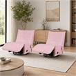 Pemberly Row Swivel Glider Recliners - Set of 2 in Pink Corduroy Fabric
