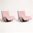 Pemberly Row Swivel Glider Recliners - Set of 2 in Pink Corduroy Fabric