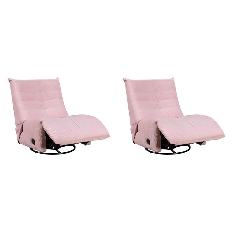 Pemberly Row Swivel Glider Recliners - Set of 2 in Pink Corduroy Fabric