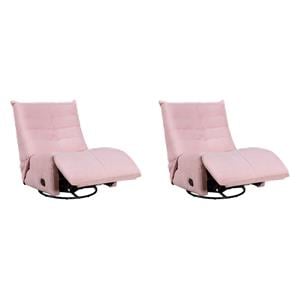 Pemberly Row Swivel Glider Recliners - Set of 2 in Pink Corduroy Fabric