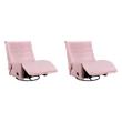 Pemberly Row Swivel Glider Recliners - Set of 2 in Pink Corduroy Fabric