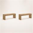 Pemberly Row Set of 2 Wooden Dining Benches in Oak Finish