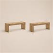 Pemberly Row Set of 2 Wooden Dining Benches in Oak Finish