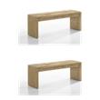 Pemberly Row Set of 2 Wooden Dining Benches in Oak Finish