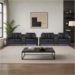Pemberly Row 4-Piece Living Room Set with Sofa and Loveseat in Black PVC
