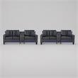 Pemberly Row 4-Piece Living Room Set with Sofa and Loveseat in Black PVC