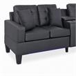 Pemberly Row 4-Piece Living Room Set with Sofa and Loveseat in Black PVC