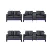 Pemberly Row 4-Piece Living Room Set with Sofa and Loveseat in Black PVC