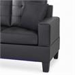 Pemberly Row Set of 2 Black PVC Fabric Loveseats with LED Lights