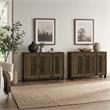 Pemberly Row 2-Piece 3-Door Shoe Cabinet Set in Dark Dusty Oak