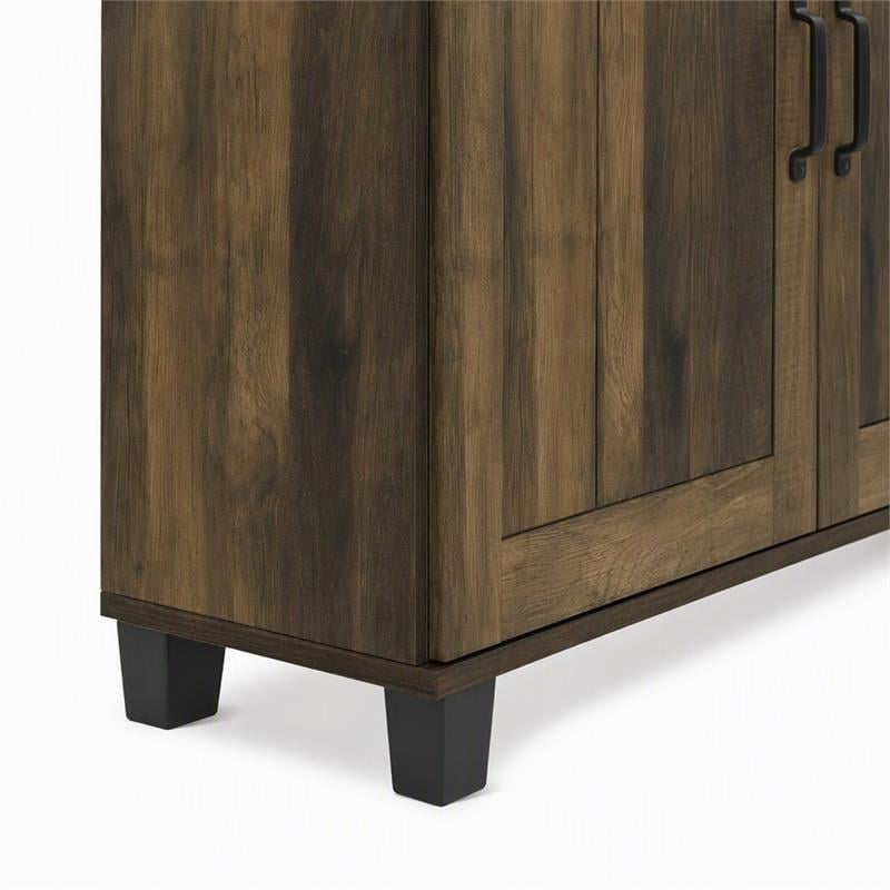 Pemberly Row 2-Piece 3-Door Shoe Cabinet Set in Dark Dusty Oak