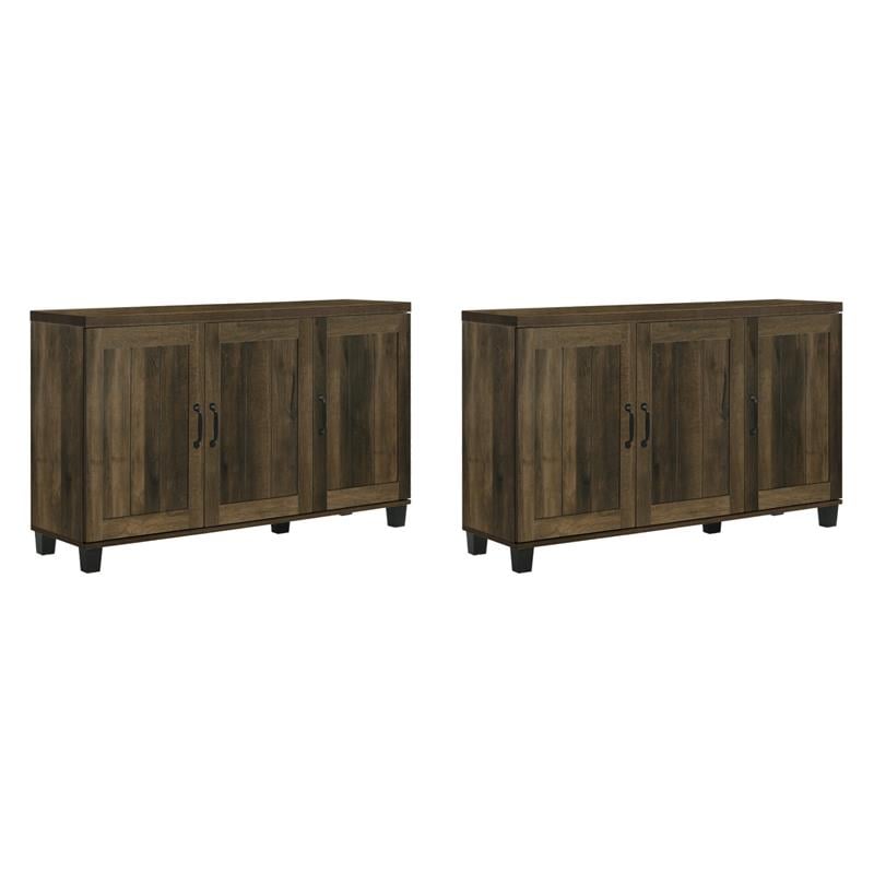 Pemberly Row 2-Piece 3-Door Shoe Cabinet Set in Dark Dusty Oak
