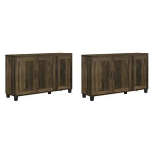 Pemberly Row 2-Piece 3-Door Shoe Cabinet Set in Dark Dusty Oak