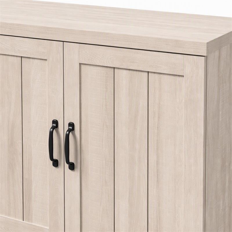 Pemberly Row Engineered Wood Dusty Gray Oak Shoe Cabinets - Set of 2