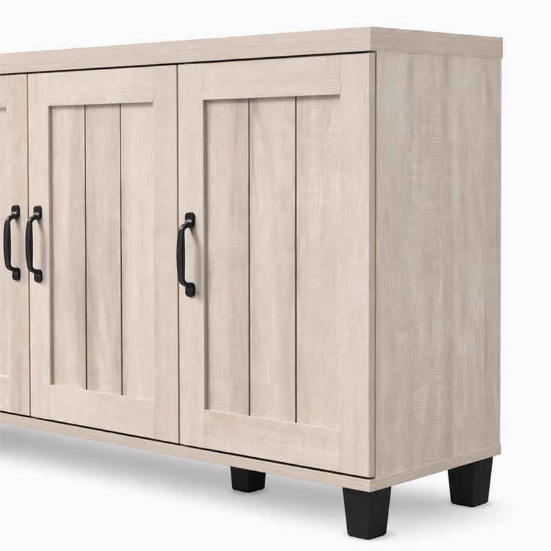 Pemberly Row Engineered Wood Dusty Gray Oak Shoe Cabinets - Set of 2