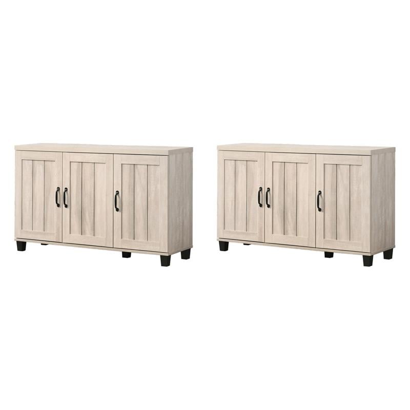 Pemberly Row Engineered Wood Dusty Gray Oak Shoe Cabinets - Set of 2