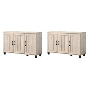Pemberly Row Engineered Wood Dusty Gray Oak Shoe Cabinets - Set of 2