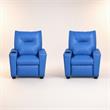 Pemberly Row Set of 2 Kids Recliner Chairs in Blue PVC Leather with Cupholder