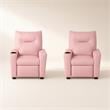 Pemberly Row Set of 2 Pink Recliner Chairs for Kids in PVC Upholstery