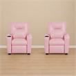Pemberly Row Set of 2 Pink Recliner Chairs for Kids in PVC Upholstery