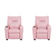 Pemberly Row Set of 2 Pink Recliner Chairs for Kids in PVC Upholstery