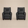 Pemberly Row Set of 2 Kids Recliner Chairs in Black PVC Leather