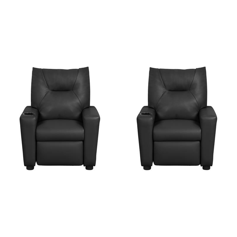 Pemberly Row Set of 2 Kids Recliner Chairs in Black PVC Leather