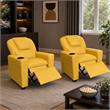 Pemberly Row Set of 2 Kids Recliner Chairs in Yellow Faux Leather