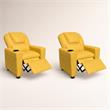 Pemberly Row Set of 2 Kids Recliner Chairs in Yellow Faux Leather