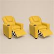 Pemberly Row Set of 2 Kids Recliner Chairs in Yellow Faux Leather