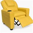 Pemberly Row Set of 2 Kids Recliner Chairs in Yellow Faux Leather