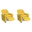 Pemberly Row Set of 2 Kids Recliner Chairs in Yellow Faux Leather