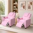 Pemberly Row Kids Recliner Chairs (Set of 2) in Pink Faux Leather