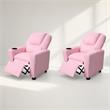Pemberly Row Kids Recliner Chairs (Set of 2) in Pink Faux Leather