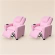 Pemberly Row Kids Recliner Chairs (Set of 2) in Pink Faux Leather
